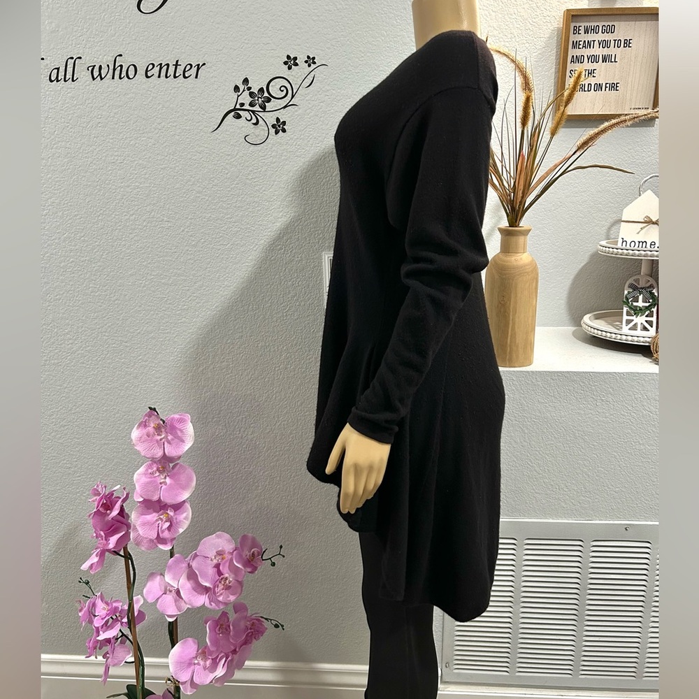 Shirin Black Sweater Top Size L Large Knit Pullover Asymmetrical Cashmere - Picture 2 of 5